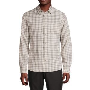 Vince Desert Side Double Face Cotton Classic Fit Button Up Plaid Shirt Medium